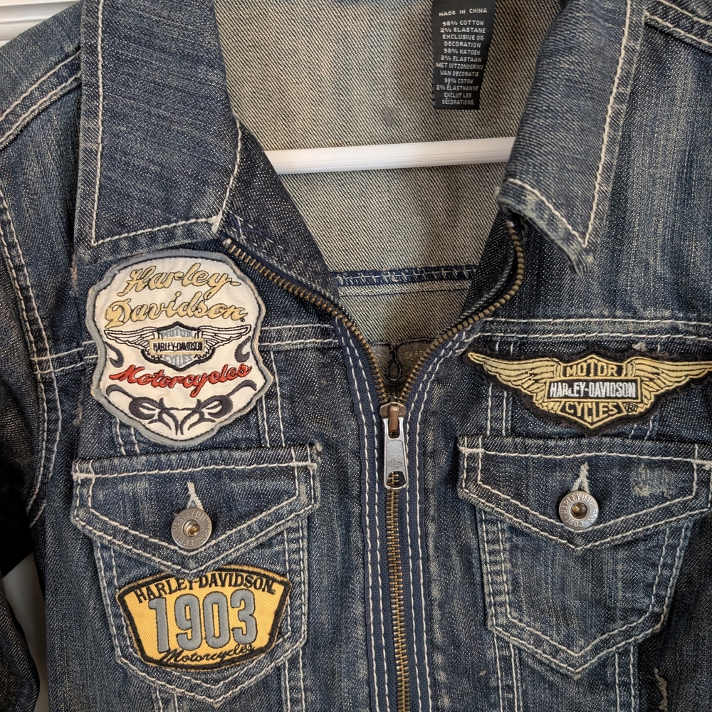 Harley-Davidson Blue Denim Jacket with Patches